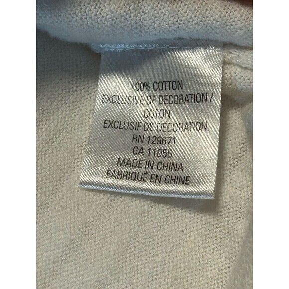 Skull Cashmere White V-Neck with Embroidered Stars Lightweight Medium - Picture 5 of 8